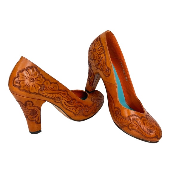 Re-Mix Shoes - RE-MIX Heels Leather Anthropologie Hand Tooled California Classics Pumps 6.5